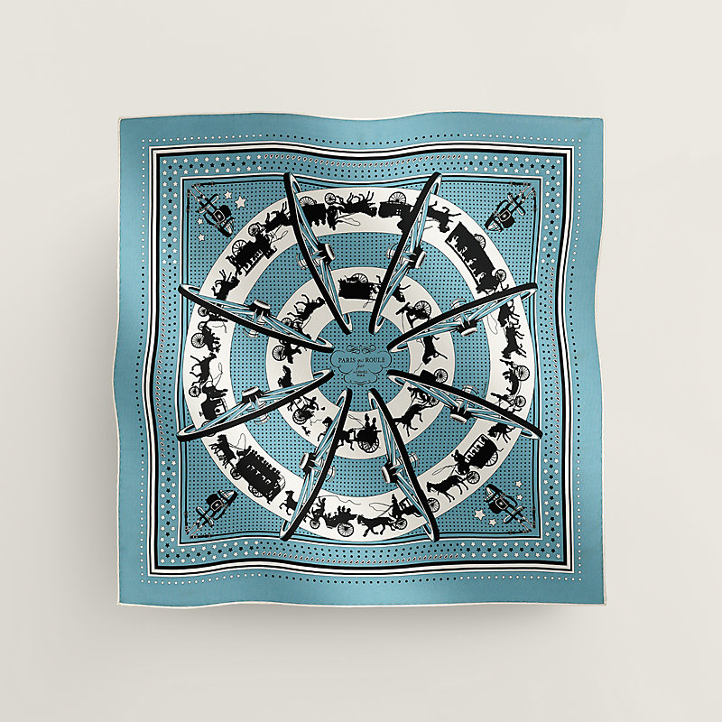 HERMES バンダナ Paris Qui Roule bandana 55 直営店ラッピング Paris Qui Roule bandana 55 | Hermès USA